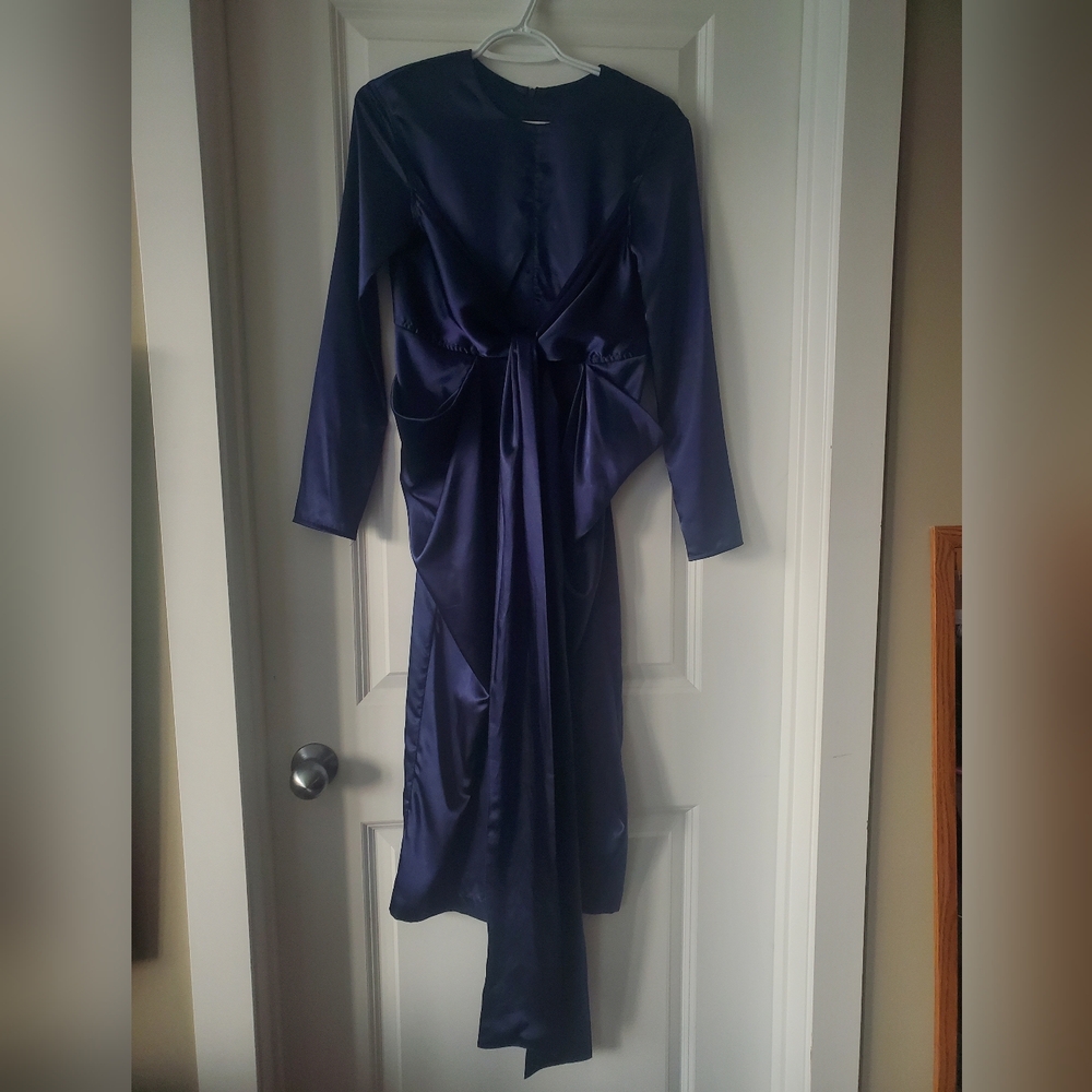 Kate Hewko | Navy midi satin dress NWT